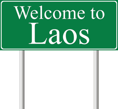 歡迎來到Laos；概念路標(biāo)