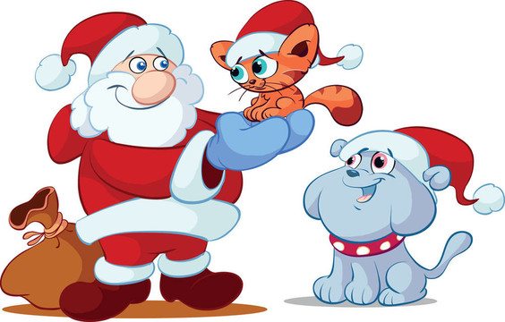 Santa與貓狗
