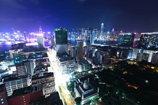 香港市中心城區(qū)的夜晚