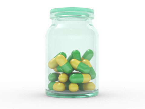藥丸瓶中的藥物膠囊