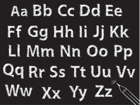 鉛筆或木炭粉筆字母字母集