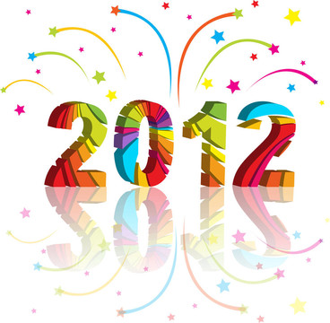 多彩背景設(shè)計(jì)中的新年2012。