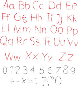 鉛筆或木炭粉筆字母字母集