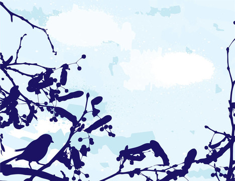 摘要格蘭奇背景。樹(shù)上的鳥(niǎo)