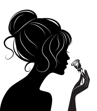 美女女孩玫瑰剪影