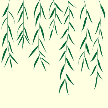 綠枝背景。插畫