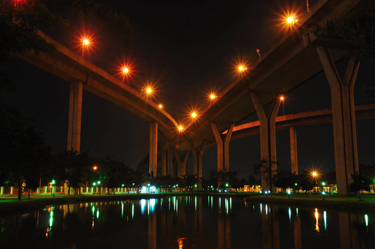 泰國泰橋；也被稱為工業(yè)環(huán)路泰國橋。這座橋橫跨湄南河的兩倍。