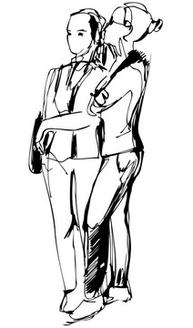 素描兩女孩馬褲成本溝通