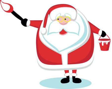 Cartoon Santa拿著畫筆