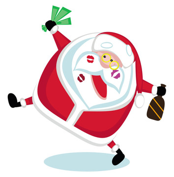 用口紅標(biāo)記唱Santa；錢和瓶子。