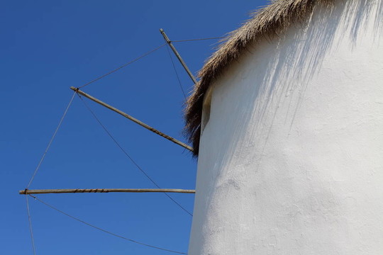 陽光明媚的米科諾斯島風(fēng)車（希臘；Cyclades）