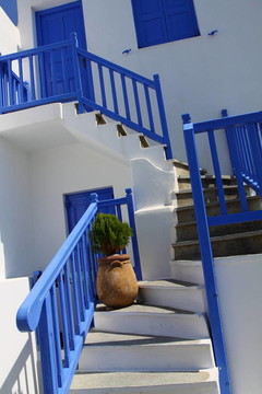米科諾斯島傳統(tǒng)的基克拉迪建筑。（希臘；Cyclades）