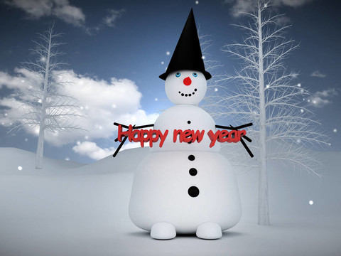3D雪人新年快樂