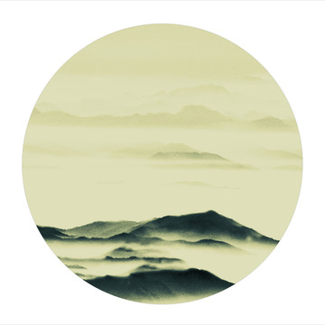 水墨寫意山水畫 未分層