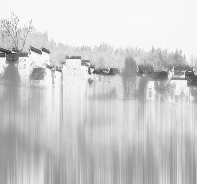 江南水鄉(xiāng)水墨畫 合層
