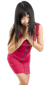 亞洲女人的手緊握