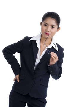 女商人拿著眼鏡
