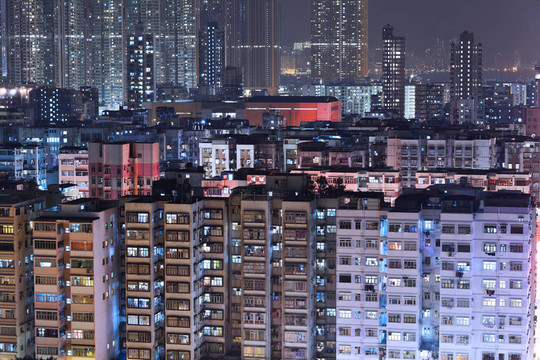 晚上在香港大廈