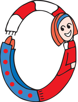 側視圖女孩形成數(shù)字0