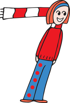 前視圖女孩形成數(shù)字7