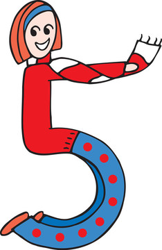 側(cè)視圖女孩形成數(shù)字5