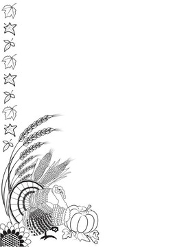 感恩節(jié)背景，明信片與火雞