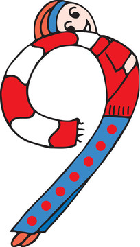 側(cè)視圖女孩形成數(shù)字9