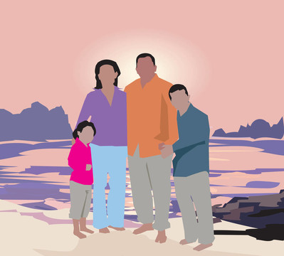 海灘上的家庭