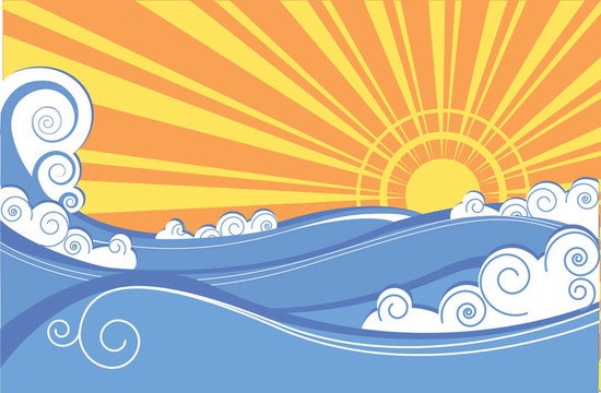 抽象海浪。海洋景觀圖