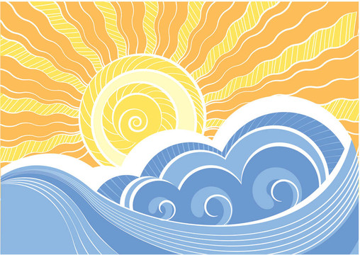 抽象海浪。海洋景觀圖