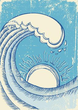 抽象海浪。垃圾插圖的海