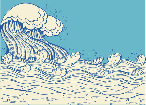 海浪。自然符號圖