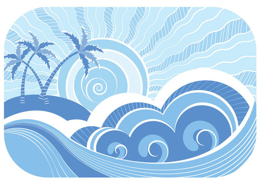 抽象海浪。海洋景觀圖