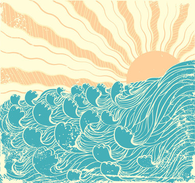 海浪。海為了太陽垃圾插圖