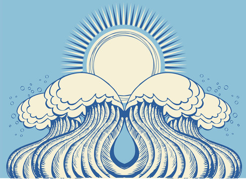 海浪。自然符號圖