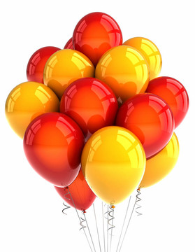 紅色和黃色的方ballooons