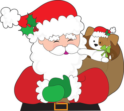 Santa和小狗禮物