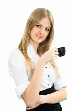 可愛的女商人與一杯黑