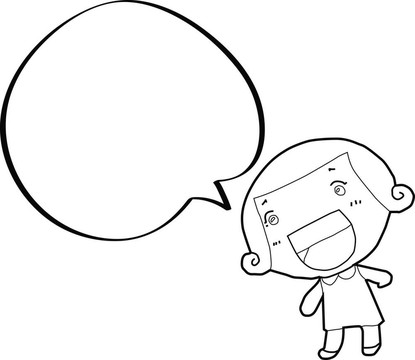 帶語(yǔ)音泡泡的卡通女孩