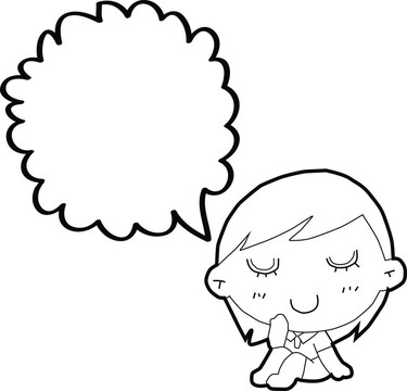 帶語音泡泡的卡通女孩