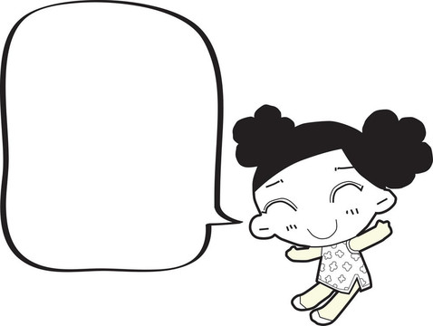 帶語(yǔ)音泡泡的卡通女孩