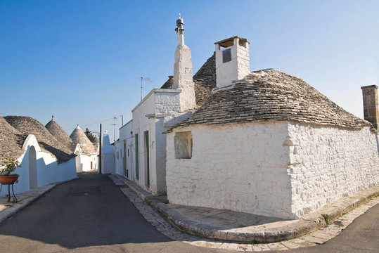 Alberobello s Trulli。普利亞。意大利.