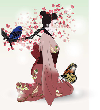 一個(gè)藝妓的美麗的圖畫