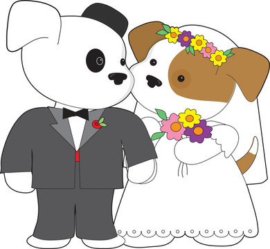 可愛的小狗的婚姻