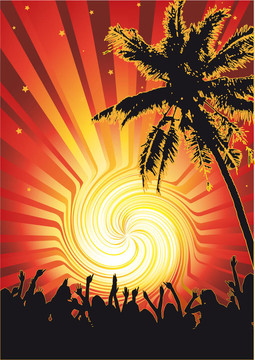 beachparty時髦的太陽