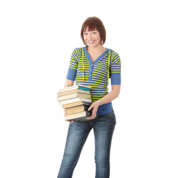 女學(xué)生帶書