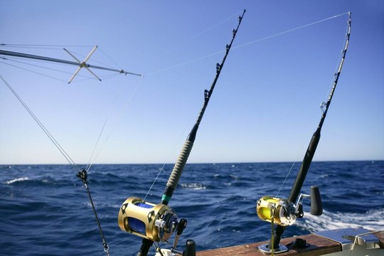 釣魚船捕魚，在鹽水