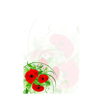 紅罌粟花束明信片