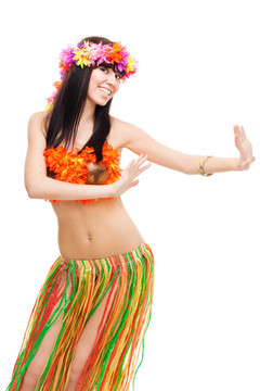 女人用花做的舞蹈