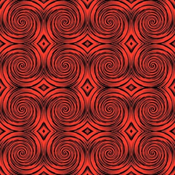 紅色背景上的黑色螺旋無縫瓷磚；載體；